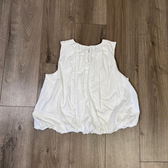 Madewell Sleeveless Crewneck Bubble Top SZ M White Pullover Lined Stretch Cotton - Picture 6 of 8